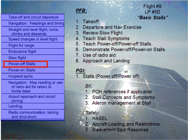 Flight Instructor Rating, Lesson Plan 5B, Langley Flying School